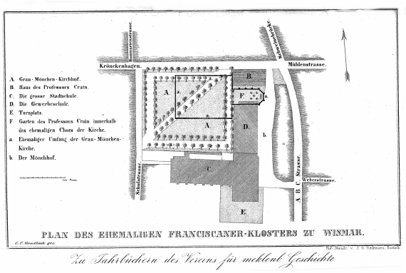 Plan des ehemaligen Franciscaner-Klosters zu Wismar