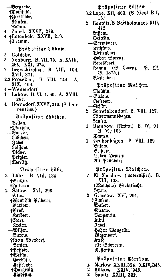 Verzeichnis, welches die Kirchen Meklenburgs nach den Präposituren, die alphabetisch einander folgen, geordnet enthält