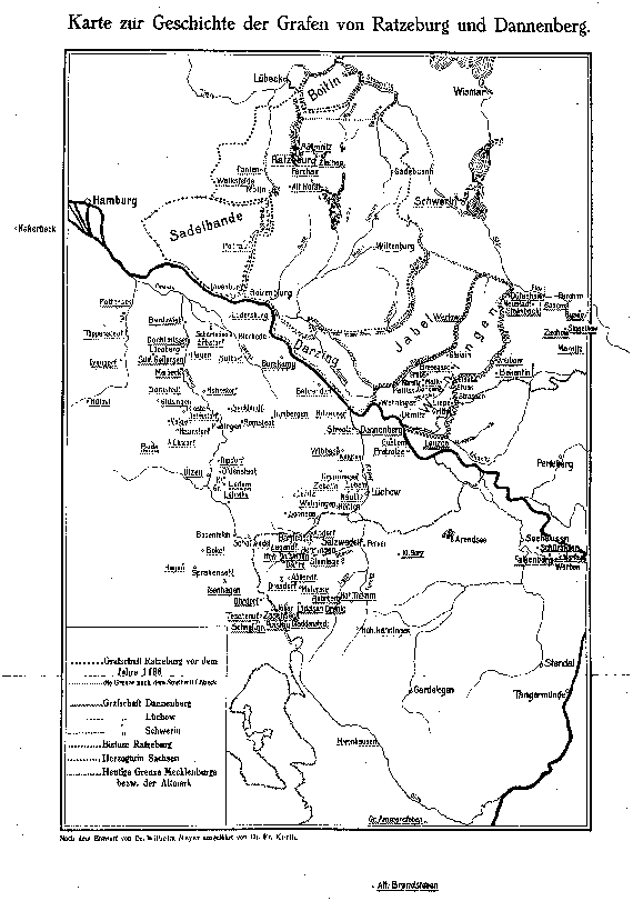 Karte zur Geschichte der Grafen von Ratzeburg und Dannenberg