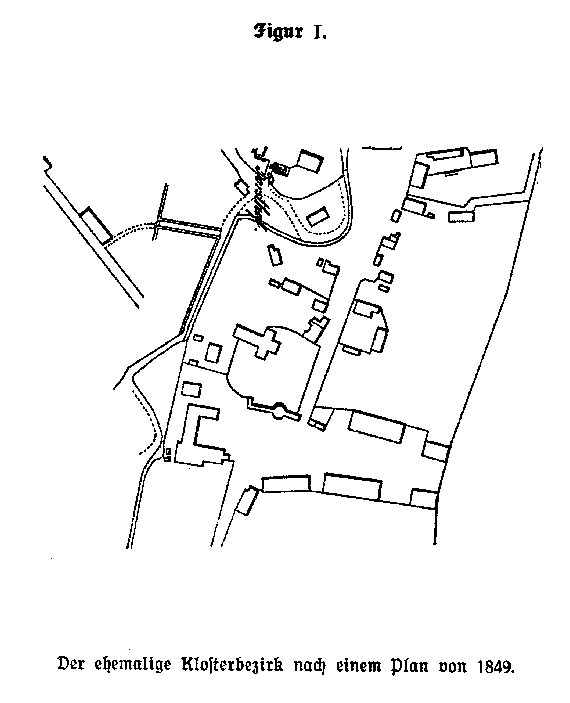 Figur I. - Der ehemalige Klosterbezirk nach einem Plan von 1849