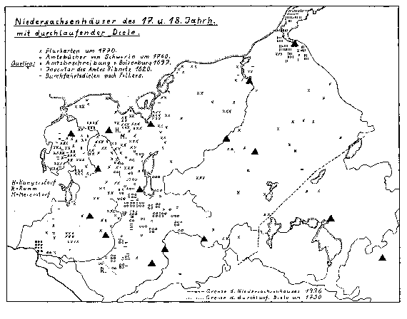 Abb. 10. Niedersachsenhäuser des 17. und 18. Jahrhunderts mit durchlaufender Diele.
