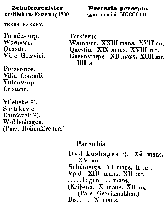 Pachtregister der Vogtei Grevismühlen