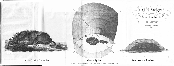 Das Kegelgrab genannt der Herrberg, bei Schwaan 1852