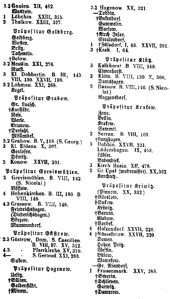 Verzeichnis, welches die Kirchen Meklenburgs nach den Präposituren, die alphabetisch einander folgen, geordnet enthält