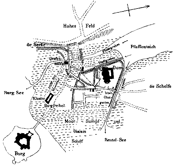 Das alte Schwerin innerhalb der Planken vor 1340