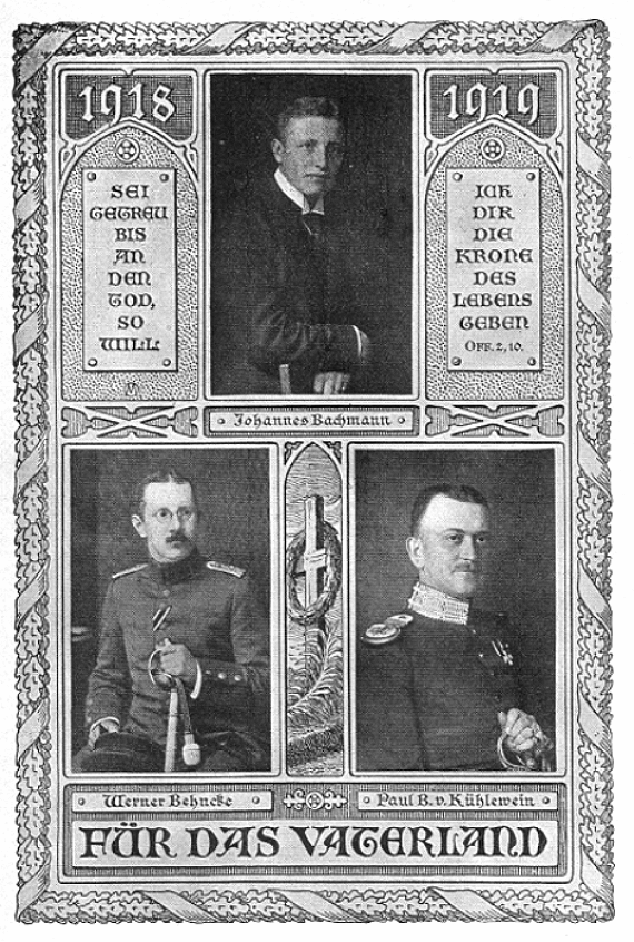 Für das Vaterland: Johannes Bachmann, Werner Behncke, Paul B. v. Kühlewein