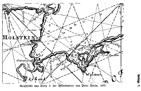 Ausschnitt aus Blatt X der Ostseekarten von Peter Gedda, 1695.)